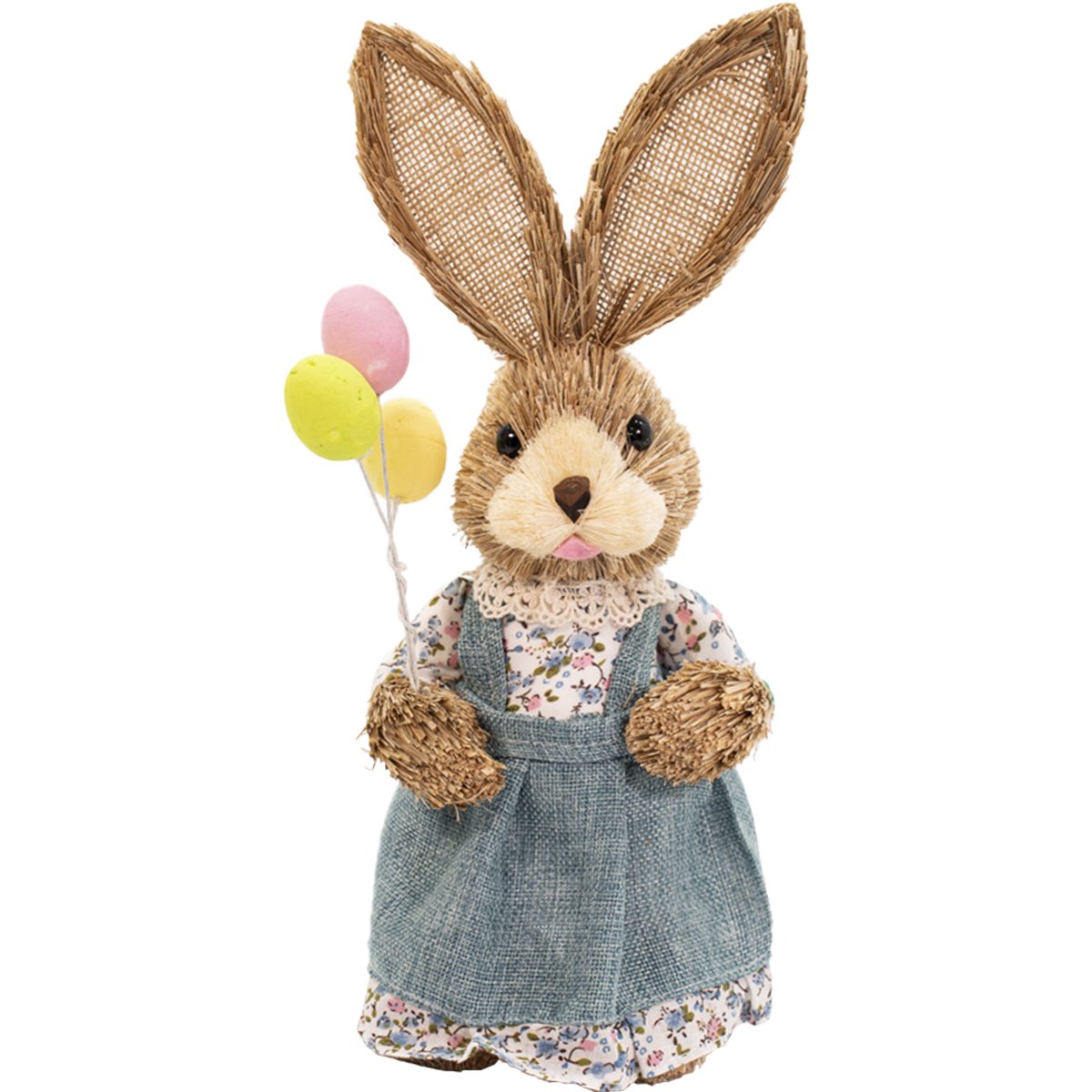 Coelhinho de Páscoa Coelho Em Palha Artesanal Enfeite 37cm