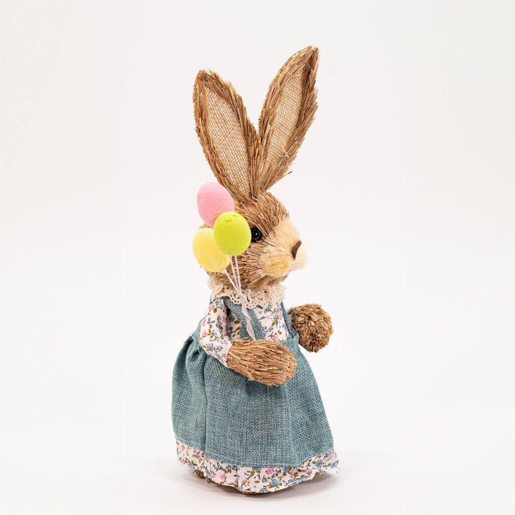 Coelhinho de Páscoa Coelho Em Palha Artesanal Enfeite 37cm