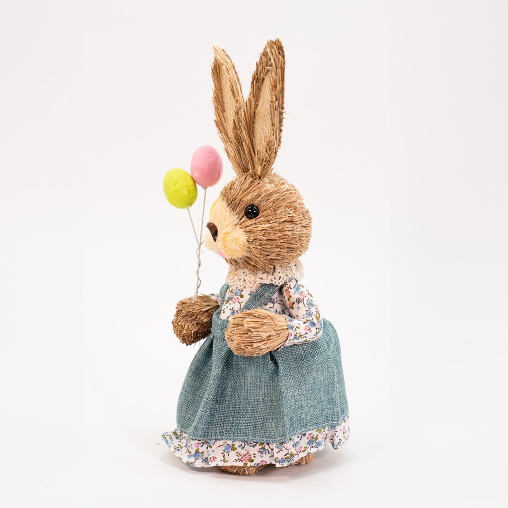 Coelhinho de Páscoa Coelho Em Palha Artesanal Enfeite 37cm