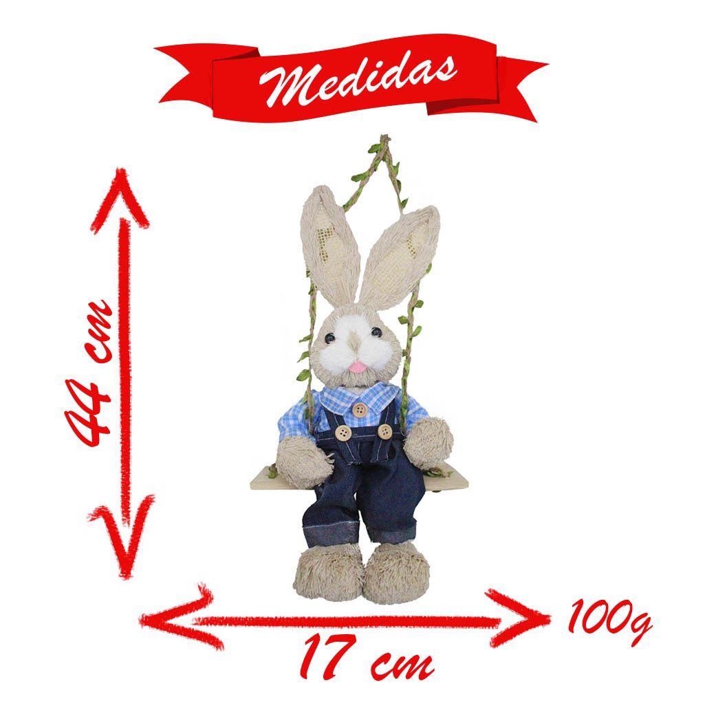 Coelho Balanço de Páscoa Enfeite Decorativo 44cm