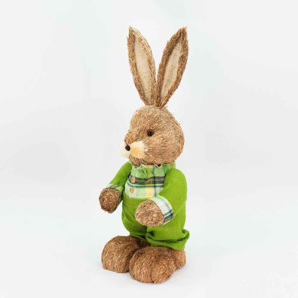 Coelho De Páscoa Decoração Coelhinho Verde em Palha 60cm