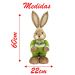 Coelho De Páscoa Decoração Coelhinho Verde em Palha 60cm