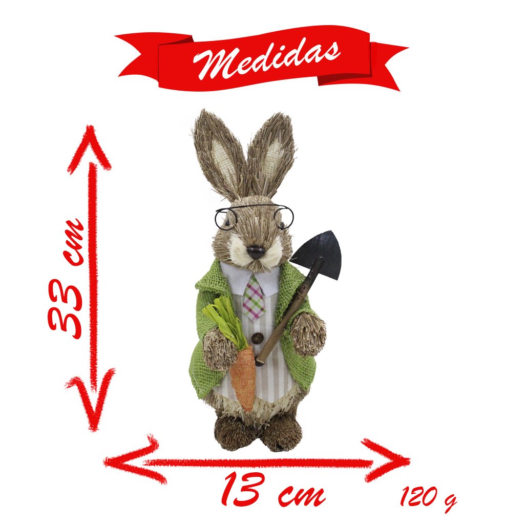 Coelho De Páscoa Decoração Enfeite Coelhinho 33cm