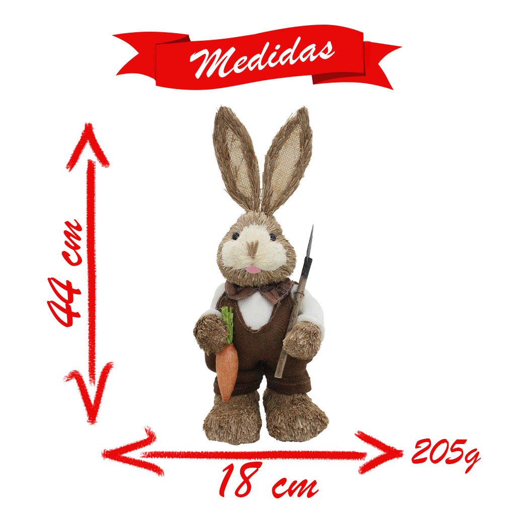 Coelho De Páscoa Decoração Enfeite Coelhinho 44cm