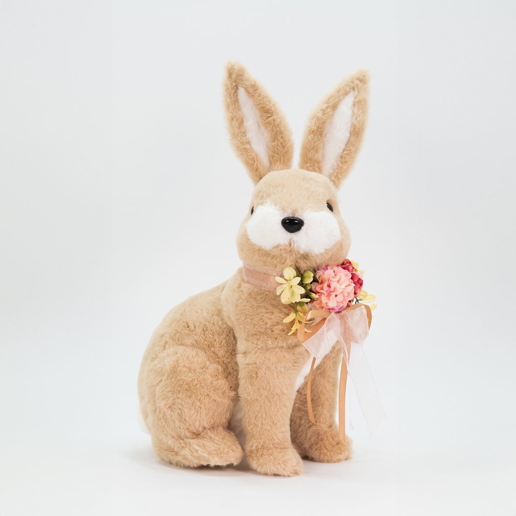 Coelho De Páscoa Decoração Enfeite Coelhinho Bege Sentado 37cm