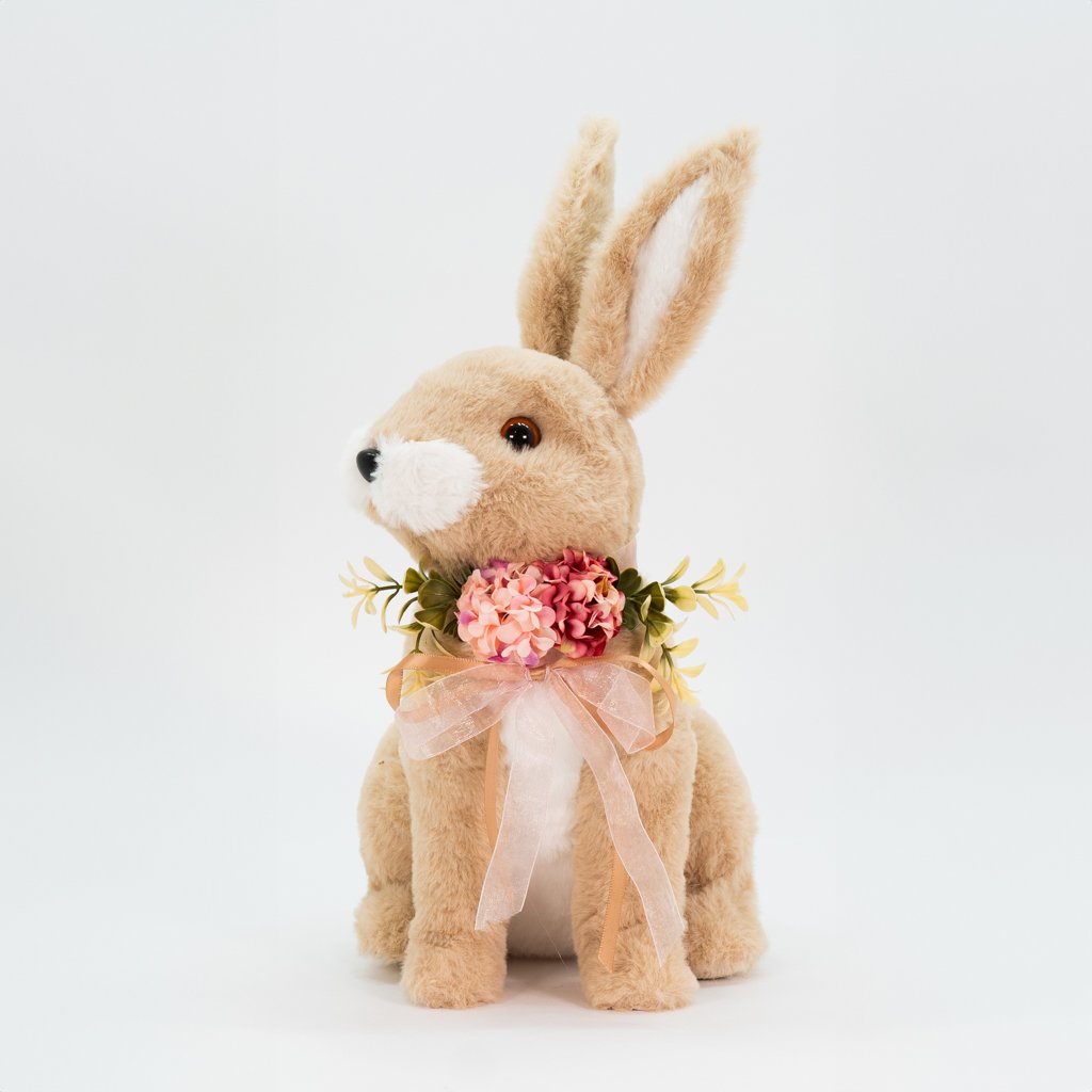 Coelho De Páscoa Decoração Enfeite Coelhinho Bege Sentado 37cm