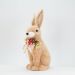 Coelho De Páscoa Decoração Enfeite Coelhinho Bege com Flores 43cm