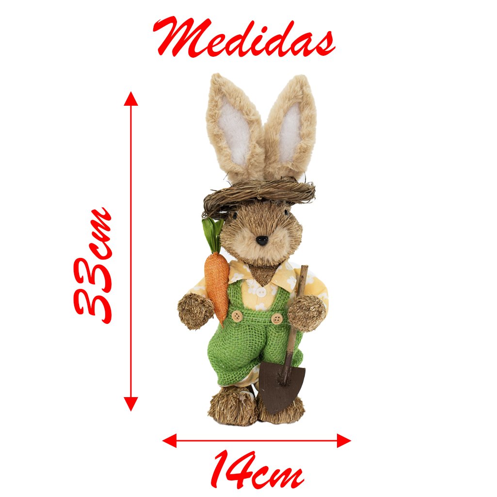 Coelho De Páscoa Decoração Enfeite Coelhinho Florido 33cm