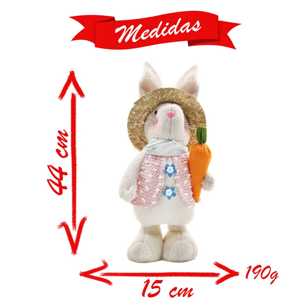 Coelho De Páscoa Decoração Enfeite Coelhinho Tecido 44cm