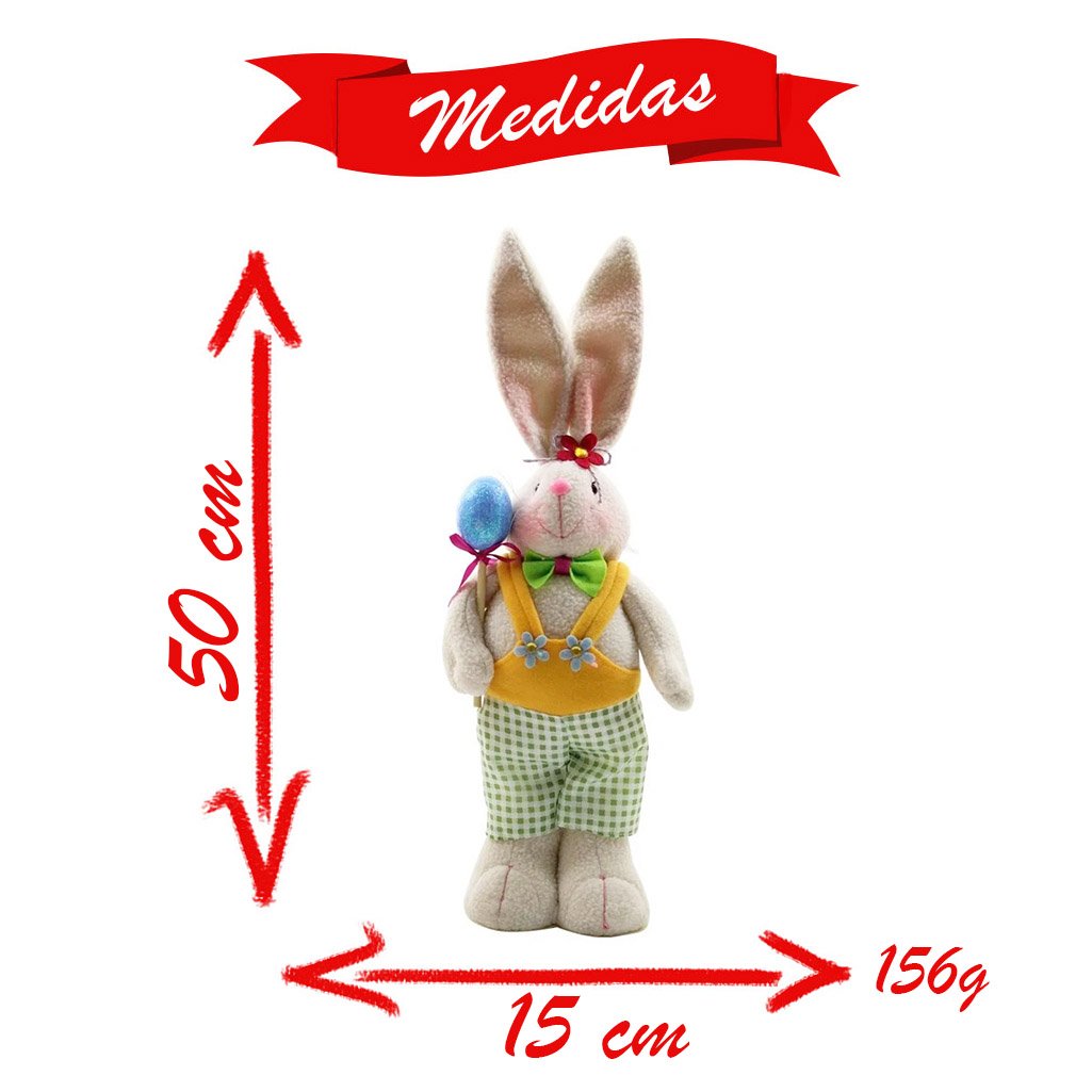 Coelho De Páscoa Decoração Enfeite Coelhinho Tecido 50cm