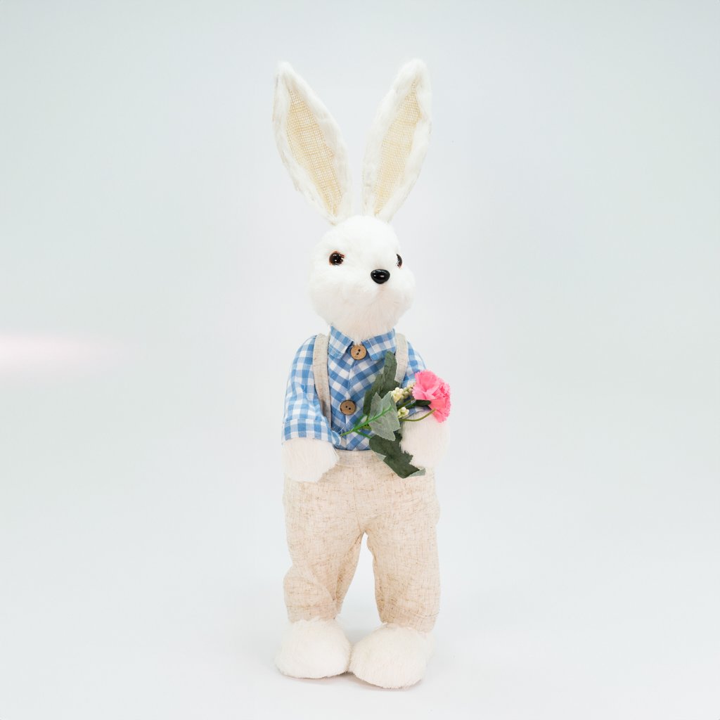 Coelho De Páscoa Decoração Enfeite Coelhinho com Flores 60cm