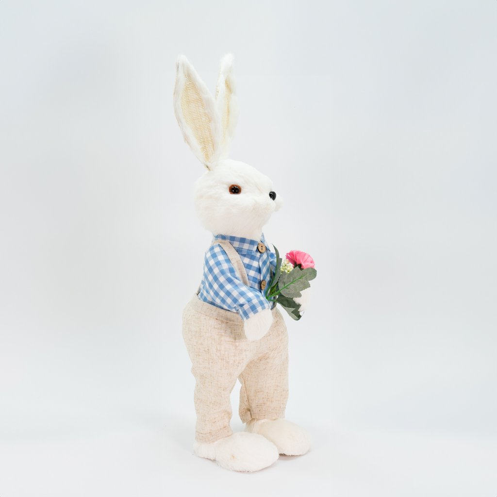 Coelho De Páscoa Decoração Enfeite Coelhinho com Flores 60cm