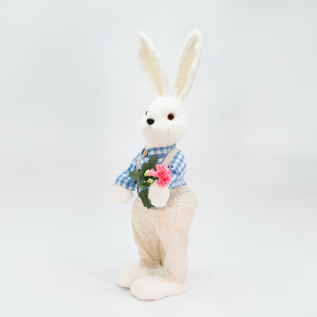 Coelho De Páscoa Decoração Enfeite Coelhinho com Flores 60cm