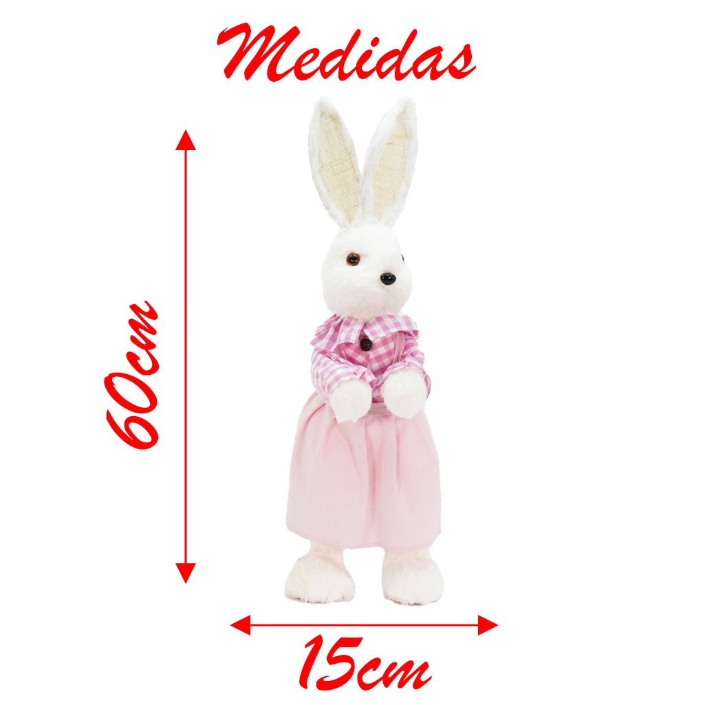 Coelho De Páscoa Decoração Enfeite Coelhinho com Flores 60cm
