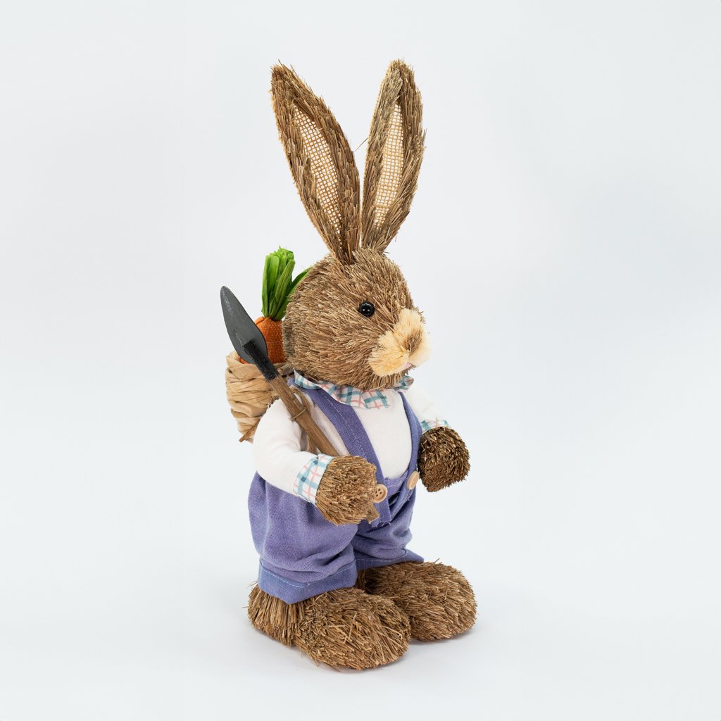Coelho De Páscoa Decoração Palha Coelhinho Trabalhador 46cm
