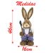 Coelho De Páscoa Decoração Palha Coelhinho Trabalhador 46cm
