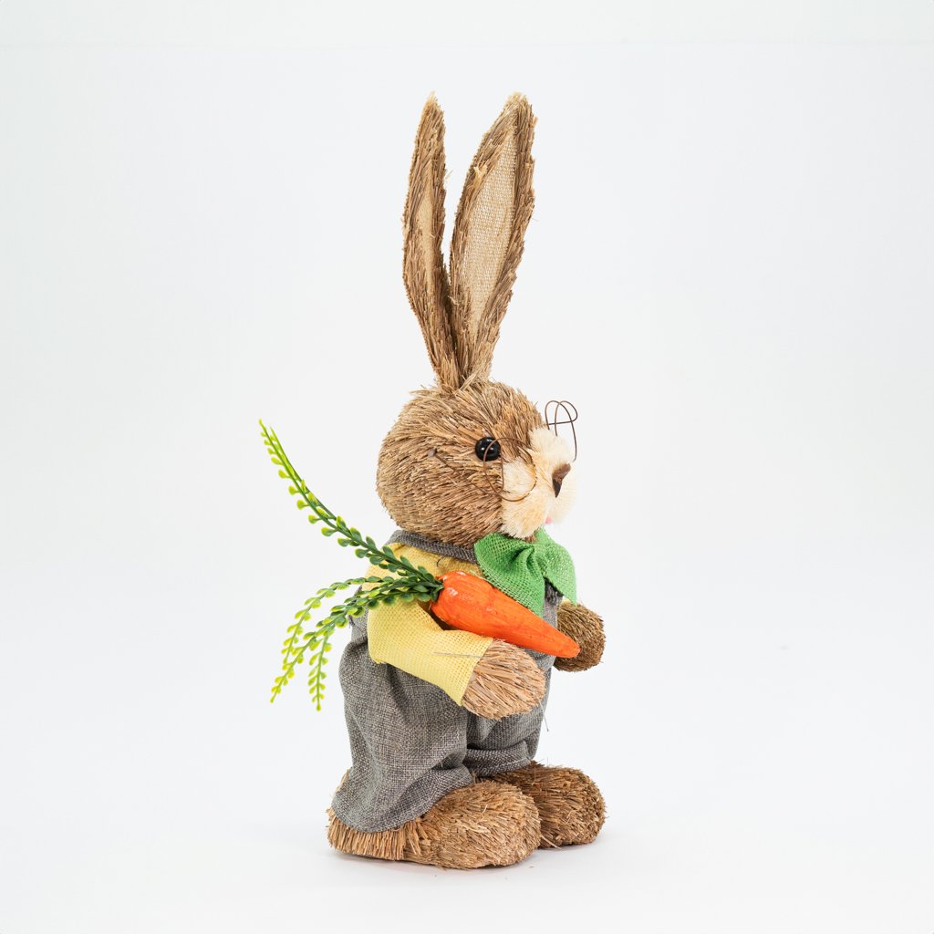 Coelho De Páscoa Decoração em Palha Coelhinho Fazendeiro 48cm