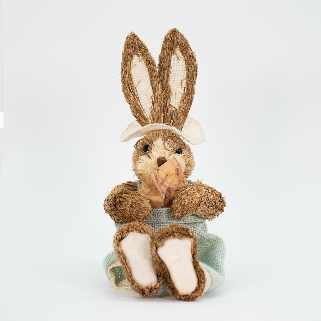 Coelho De Páscoa Decoração em Palha Coelhinho Sentado 30cm