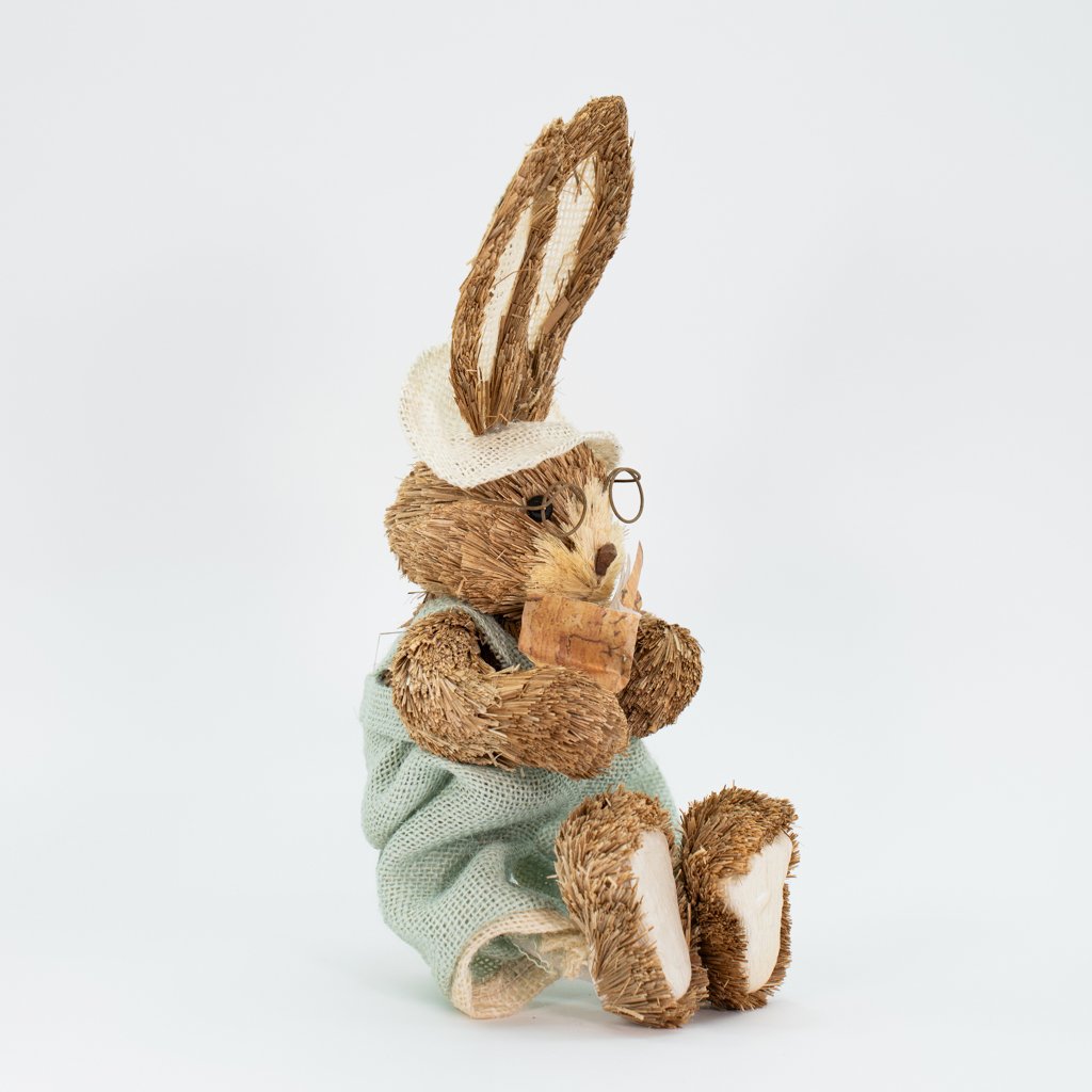 Coelho De Páscoa Decoração em Palha Coelhinho Sentado 30cm
