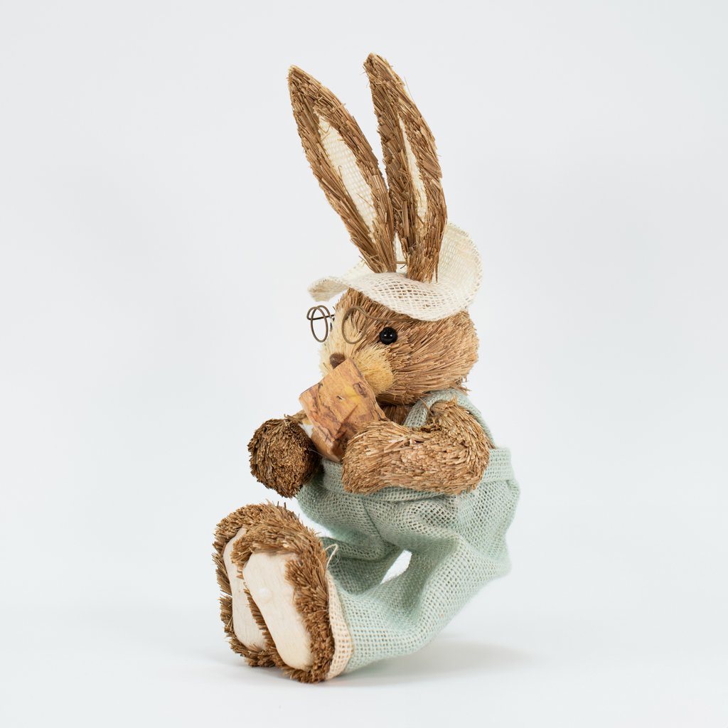 Coelho De Páscoa Decoração em Palha Coelhinho Sentado 30cm