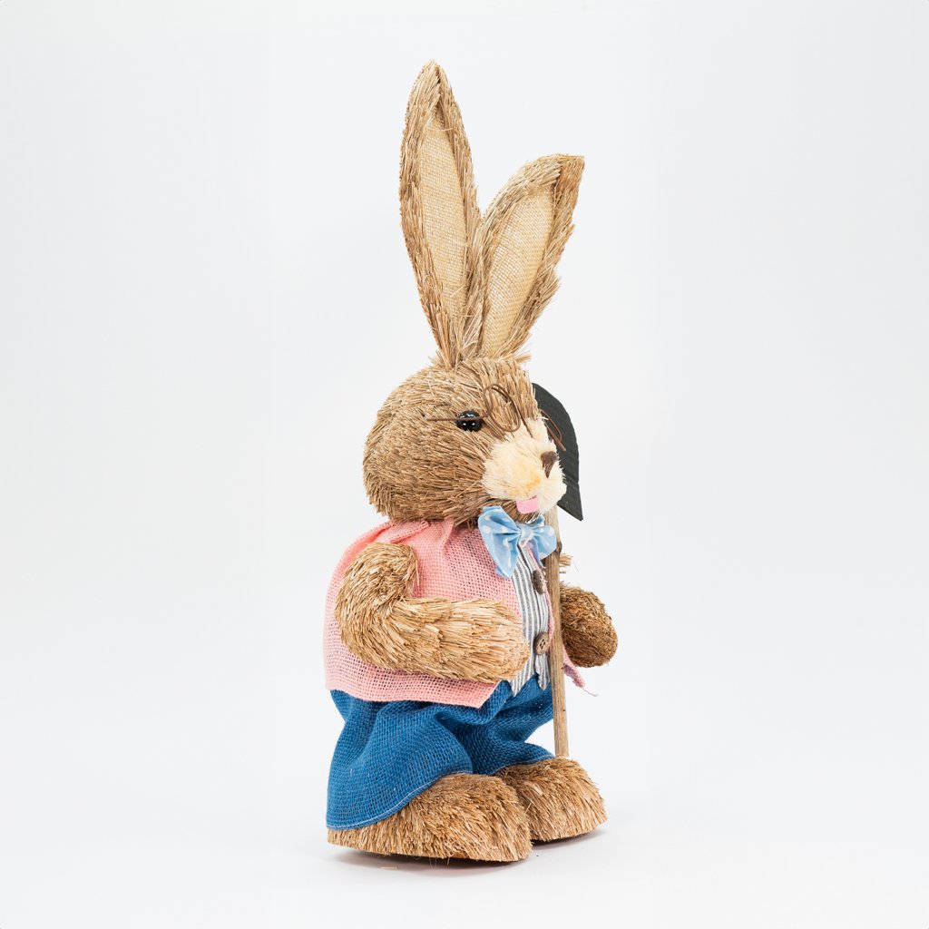 Coelho De Páscoa Decoração em Palha Coelhinho com Pá 48cm