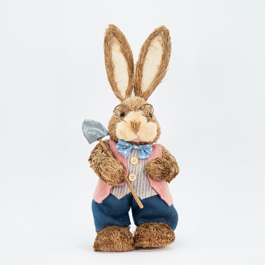 Coelho De Páscoa Decoração em Palha Coelhinho de Roça 46cm