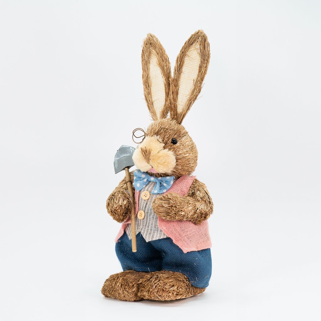 Coelho De Páscoa Decoração em Palha Coelhinho de Roça 46cm