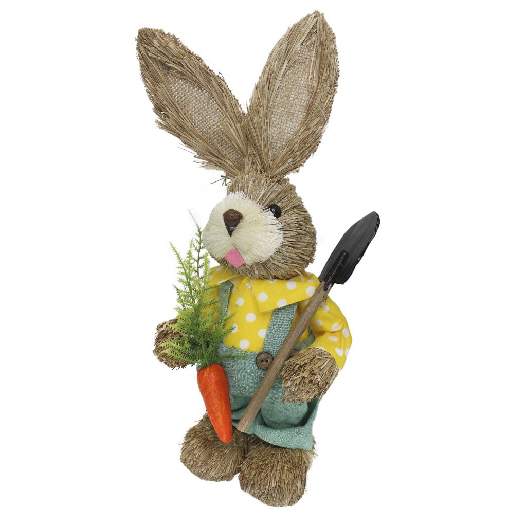 Coelho De Palha Páscoa Decoração Enfeite Coelhinho 34cm
