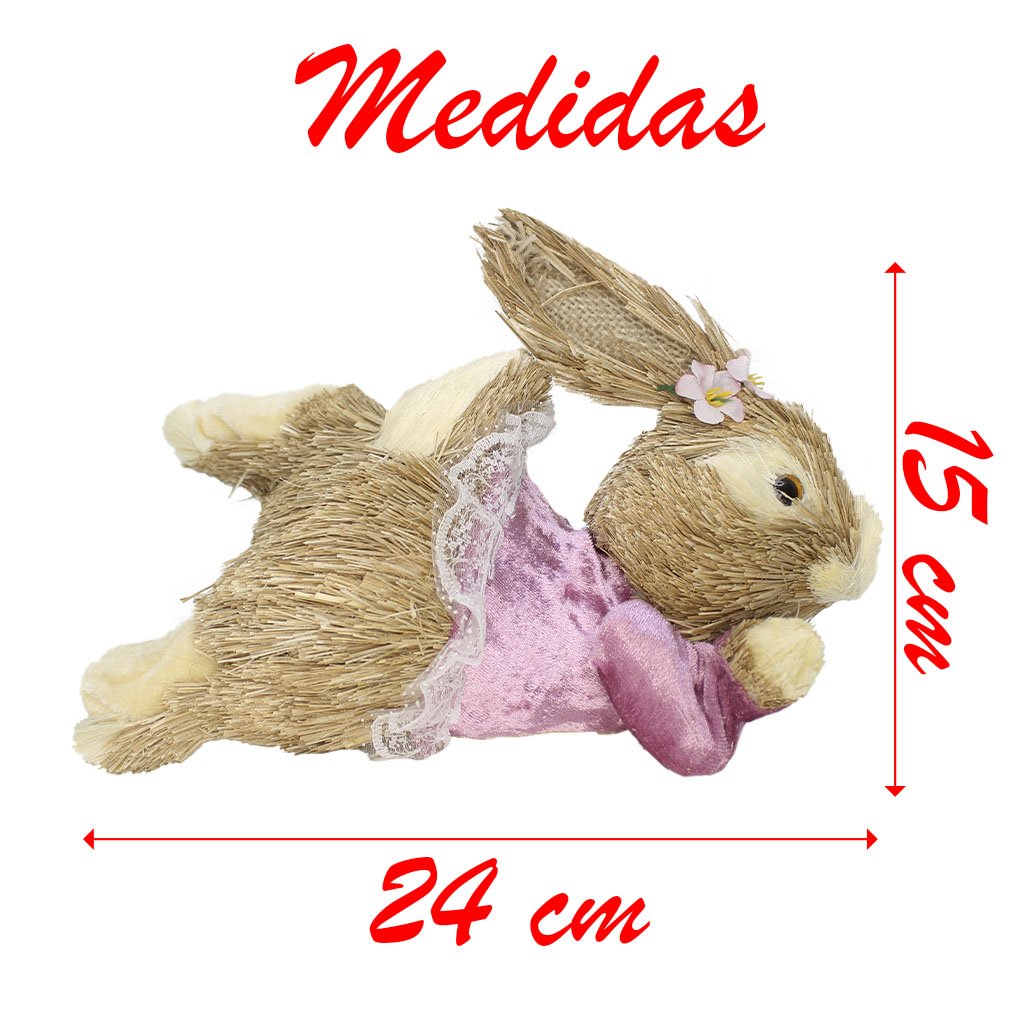 Coelho Fêmea De Páscoa Deitada Decoração Enfeite Coelhinho 24cm