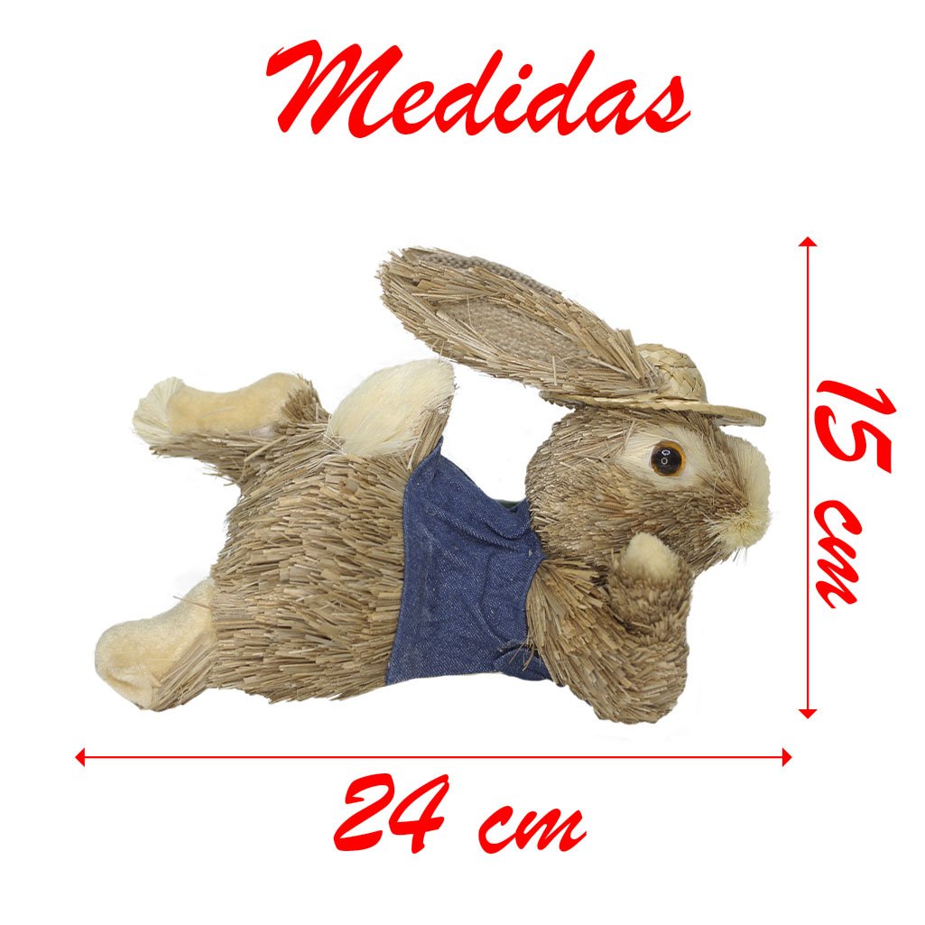 Coelho Macho De Páscoa Deitada Decoração Enfeite Coelhinho 24cm