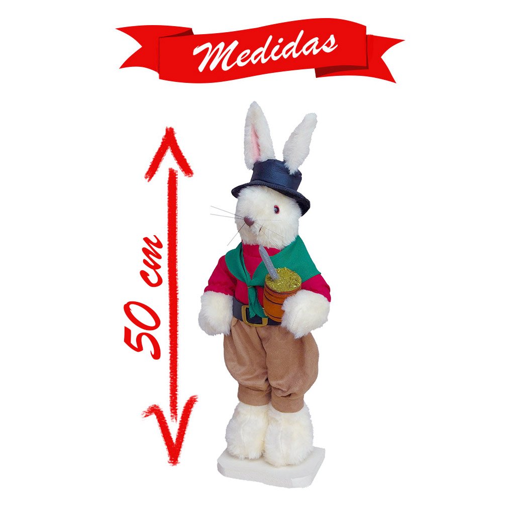 Coelho da Páscoa Gaúcho Artesanal 50cm