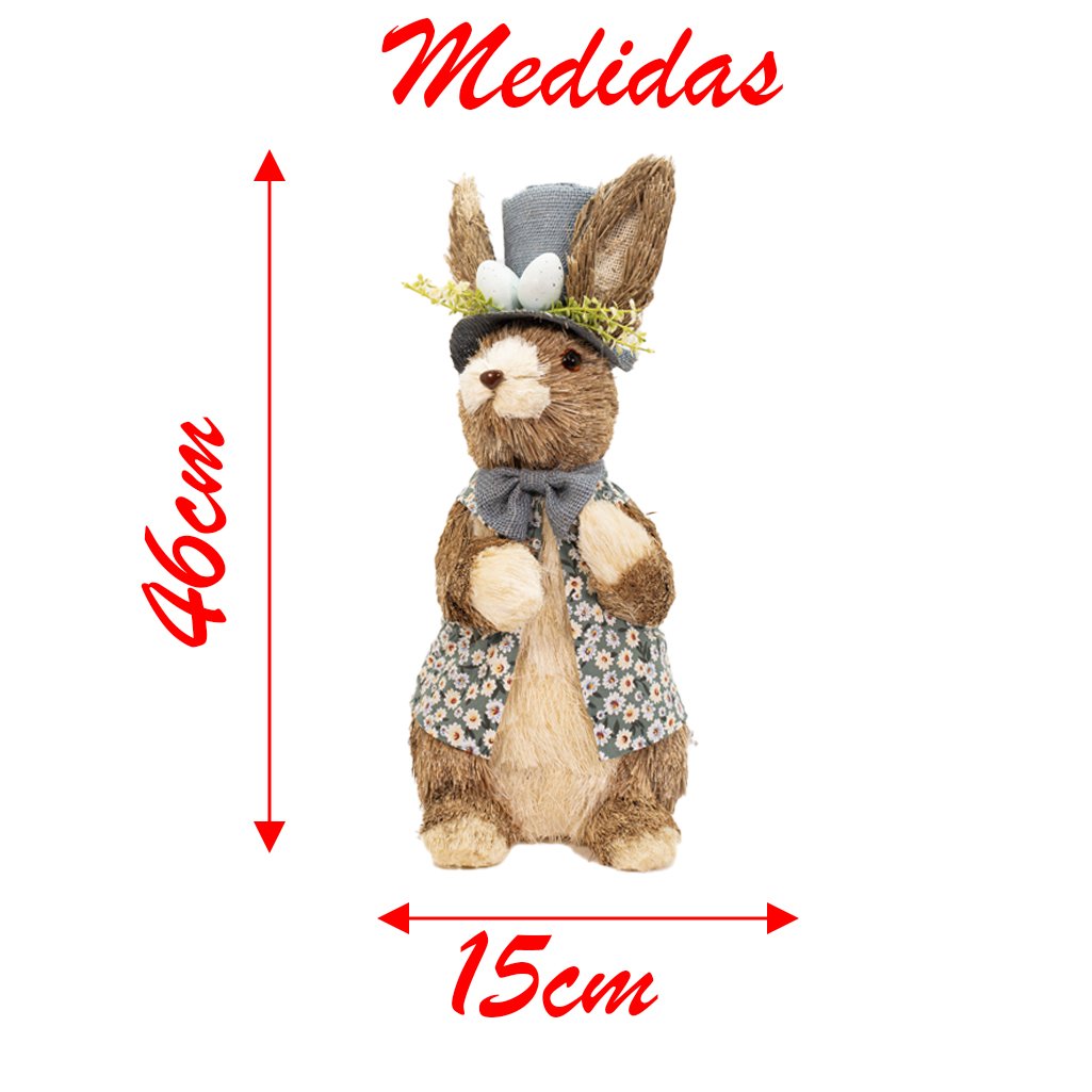 Coelho de Páscoa Decoração Coelhinho de Roupa Florida 46cm