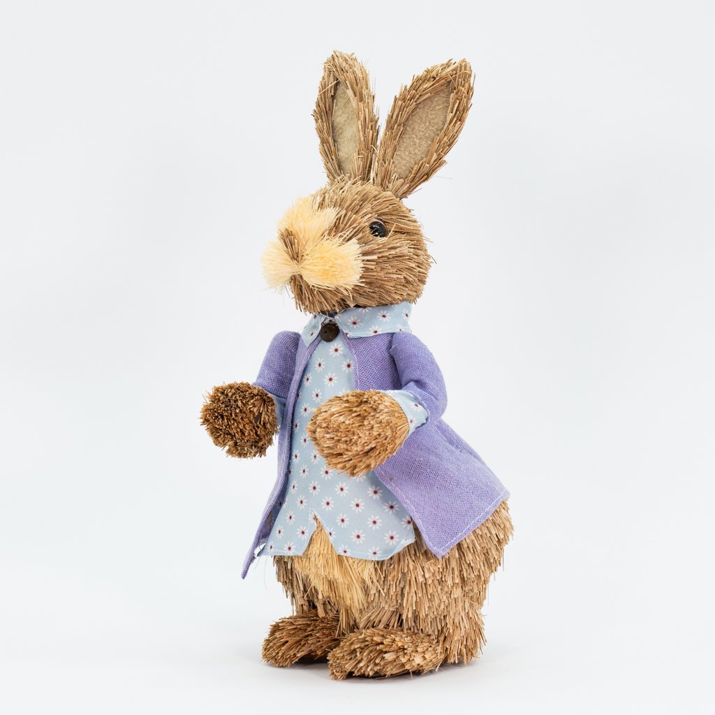 Coelho de Páscoa Enfeite Decoração em Palha Coelhinho 33cm