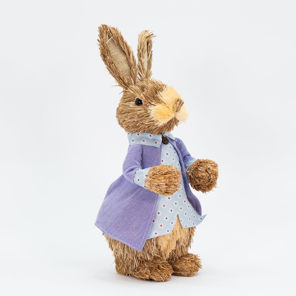 Coelho de Páscoa Enfeite Decoração em Palha Coelhinho 33cm