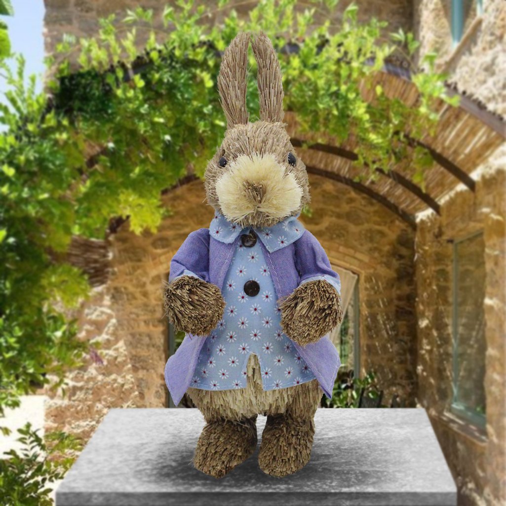 Coelho de Páscoa Enfeite Decoração em Palha Coelhinho 33cm