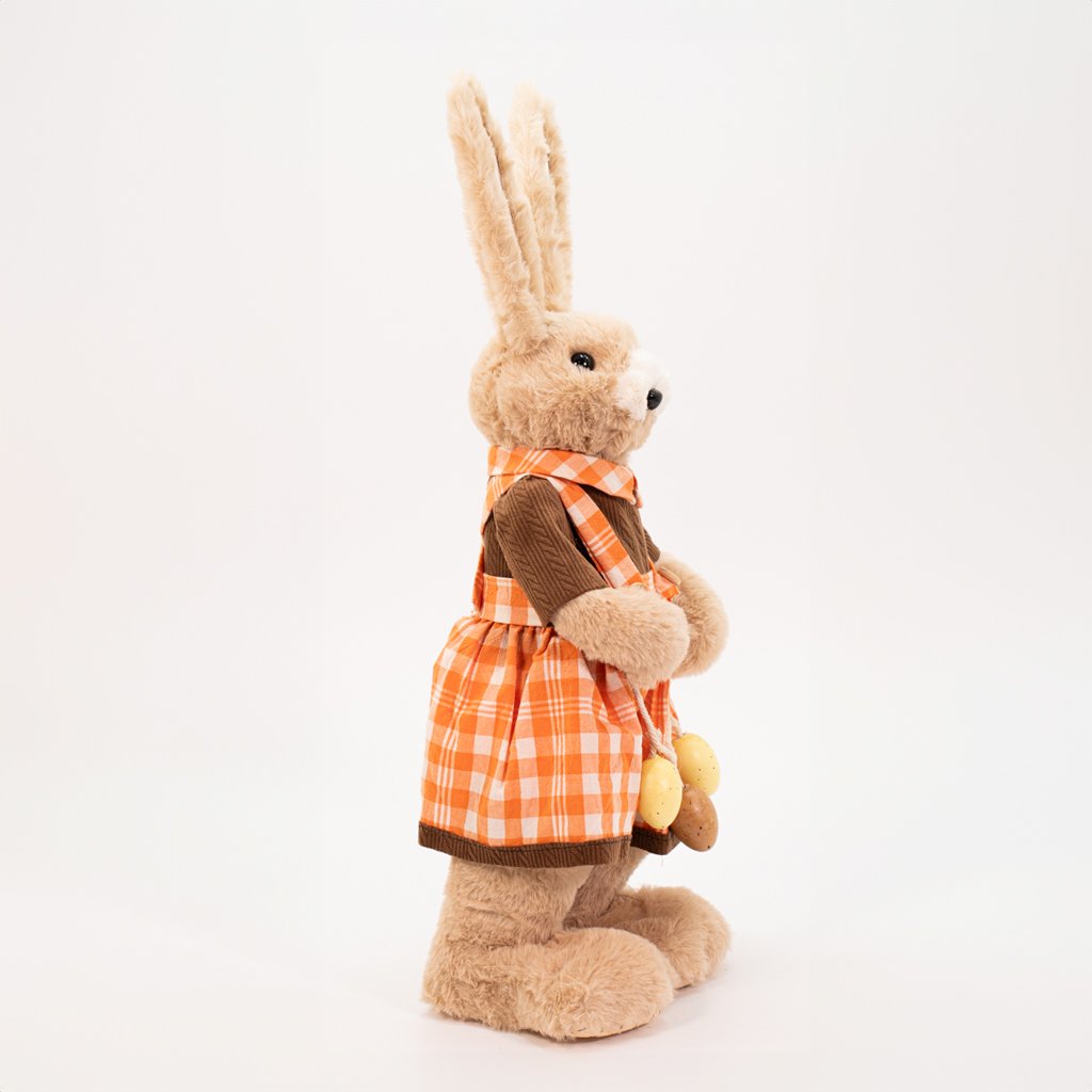 Coelho de Páscoa Enfeite em Palha Artesanal Laranja 55cm