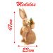 Coelho de Páscoa em Palha Com Cesto e Cenoura Decoração 47cm