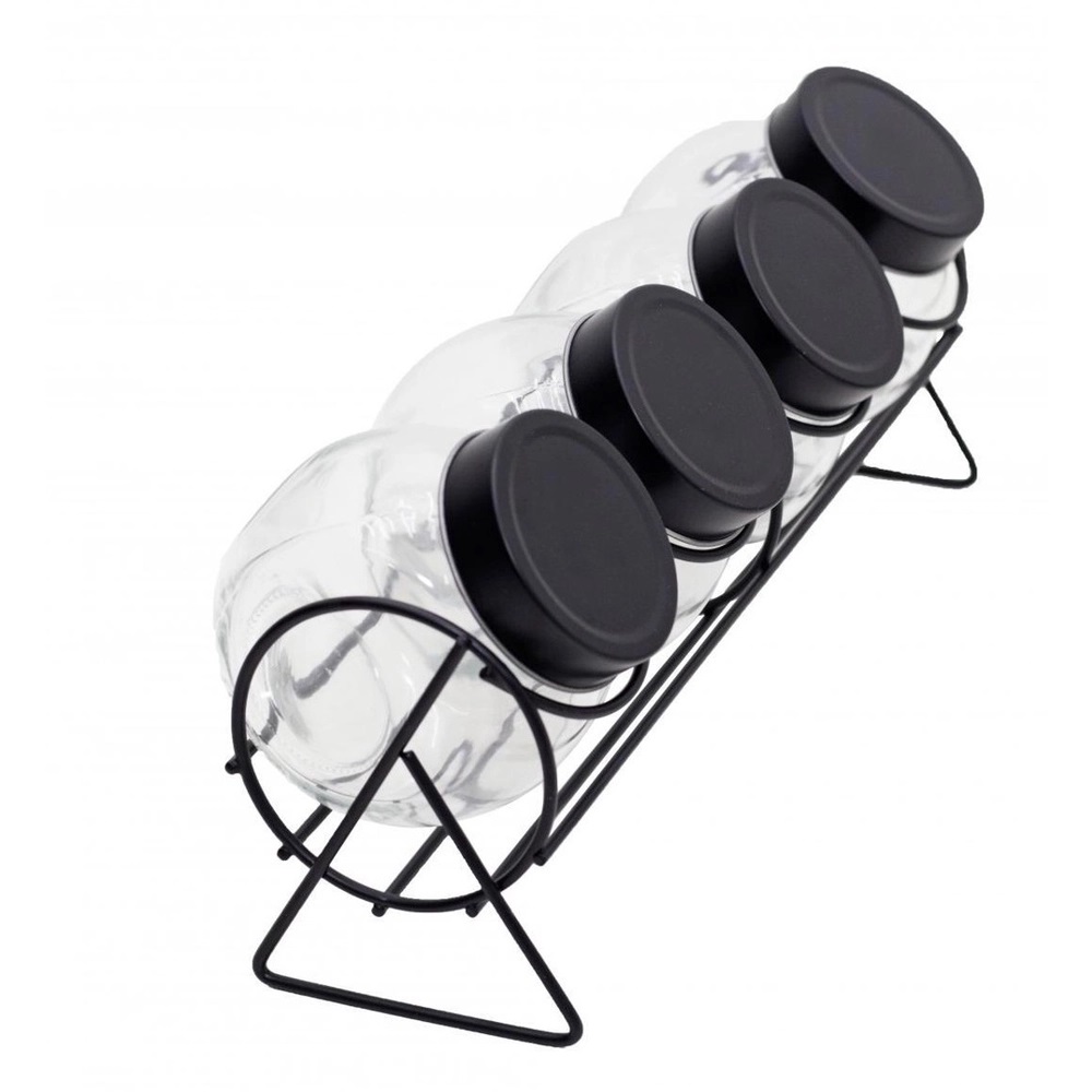 Conjunto com 4 Potinhos Para Temperos, Doces, Condimentos + Suporte 
