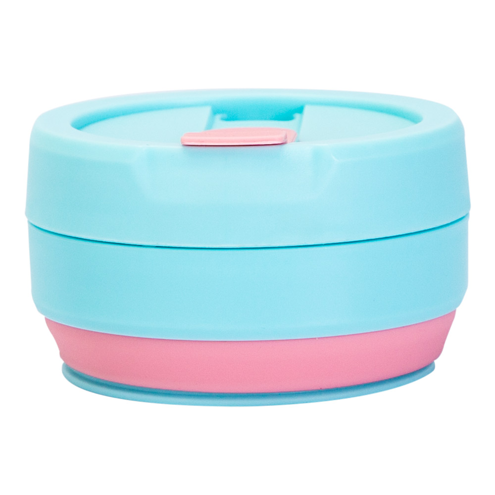 Copo Dobravel Retratil 375ml - Azul e Rosa 