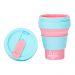 Copo Dobravel Retratil 375ml - Azul e Rosa 