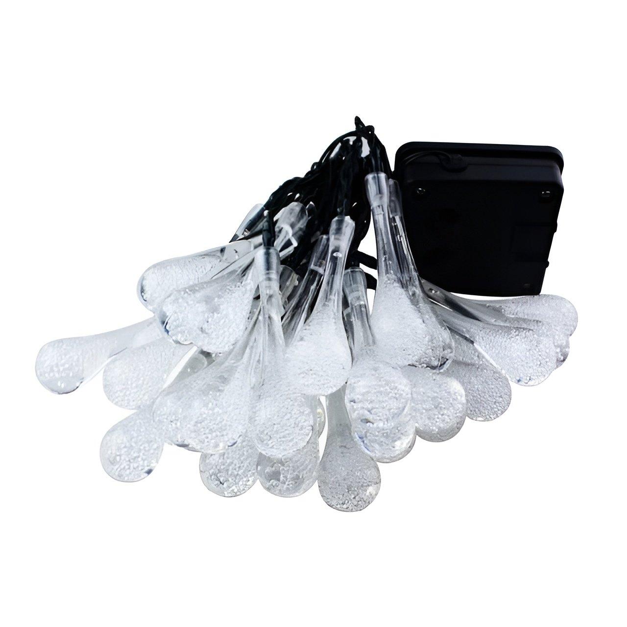 Cordão De Lâmpadas Solar Luzes LEDs Gotas De Água Branco 5m