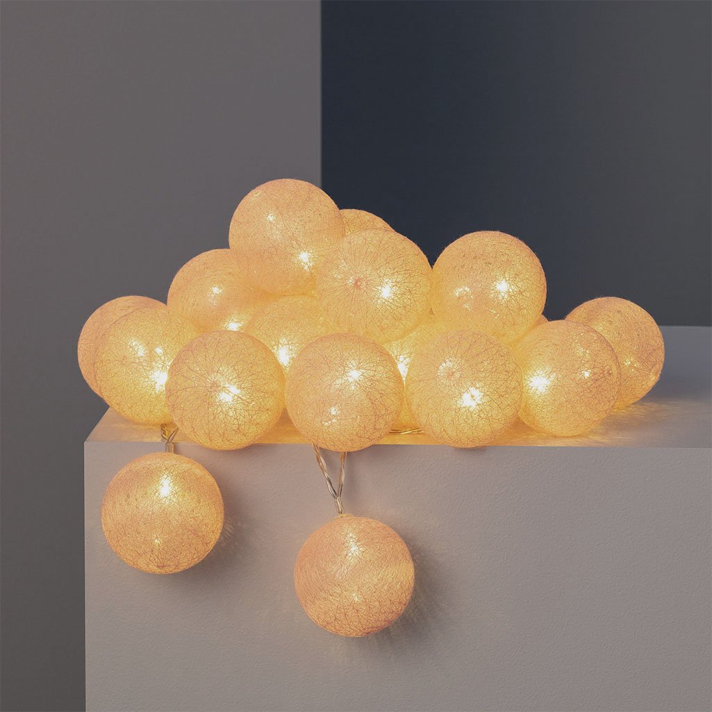 Cordão Fio De Luz Luminária De Bolinhas Dourado Led 10 Bolas 1,80m À Pilha
