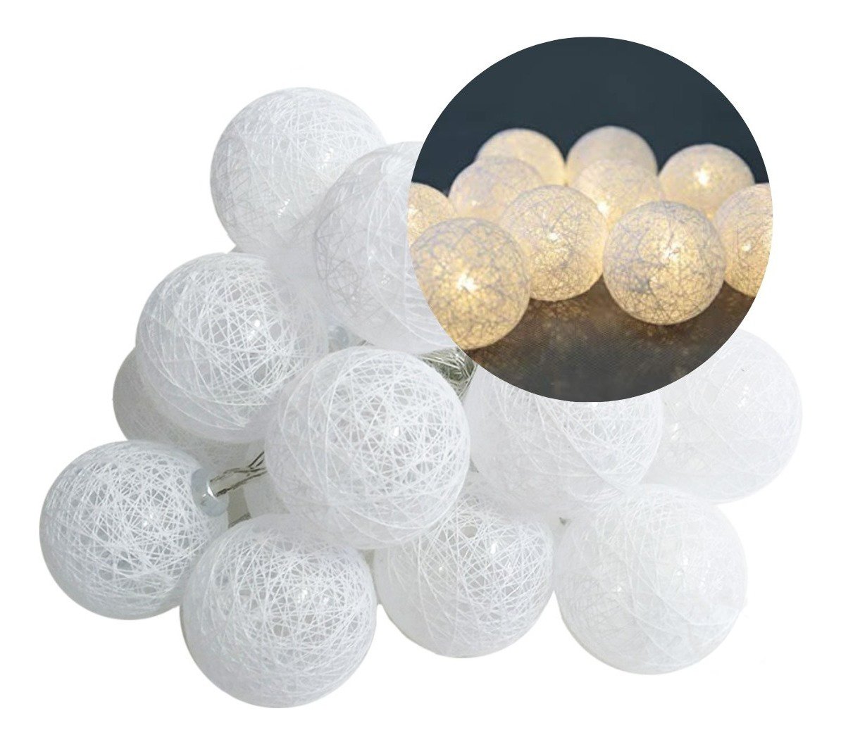 Cordão Fio De Luz Luminária De Bolinhas Led 10 Bolas 1,80m À Pilha