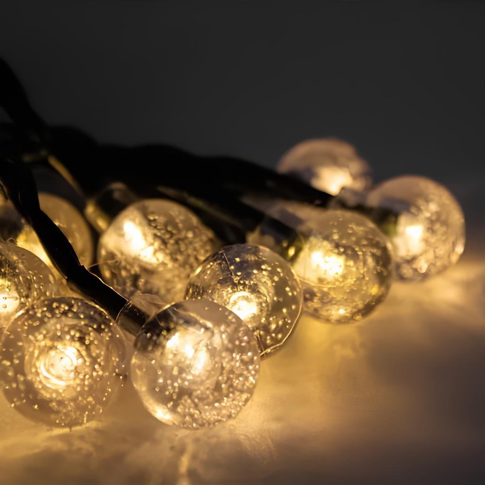 Cordão Lâmpadas Solar Luzes LEDs Bolinhas Amarela Natal 5m