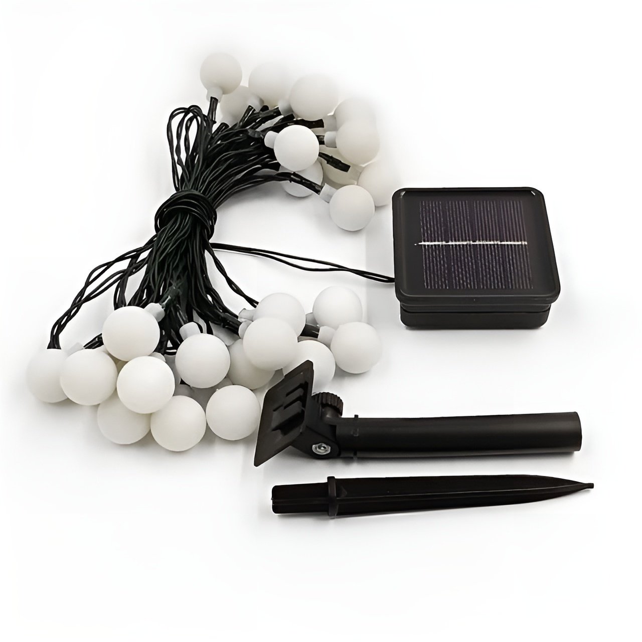 Cordão LEDs Solar Lâmpadas Luzes Bolinhas Amarela Natal 5m