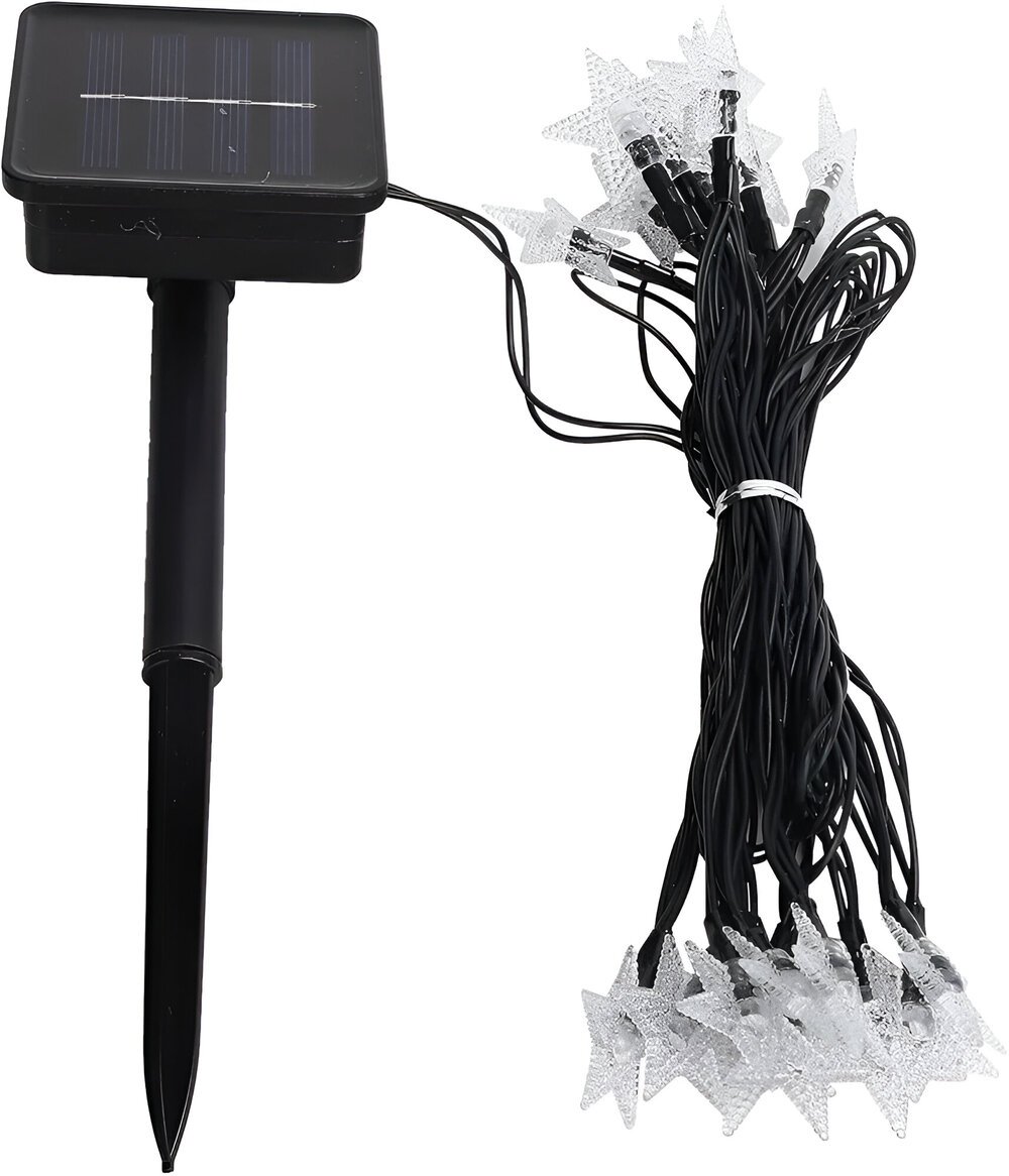 Cordão LEDs Solar Lâmpadas Luzes Estrelas Coloridas Natal 5m