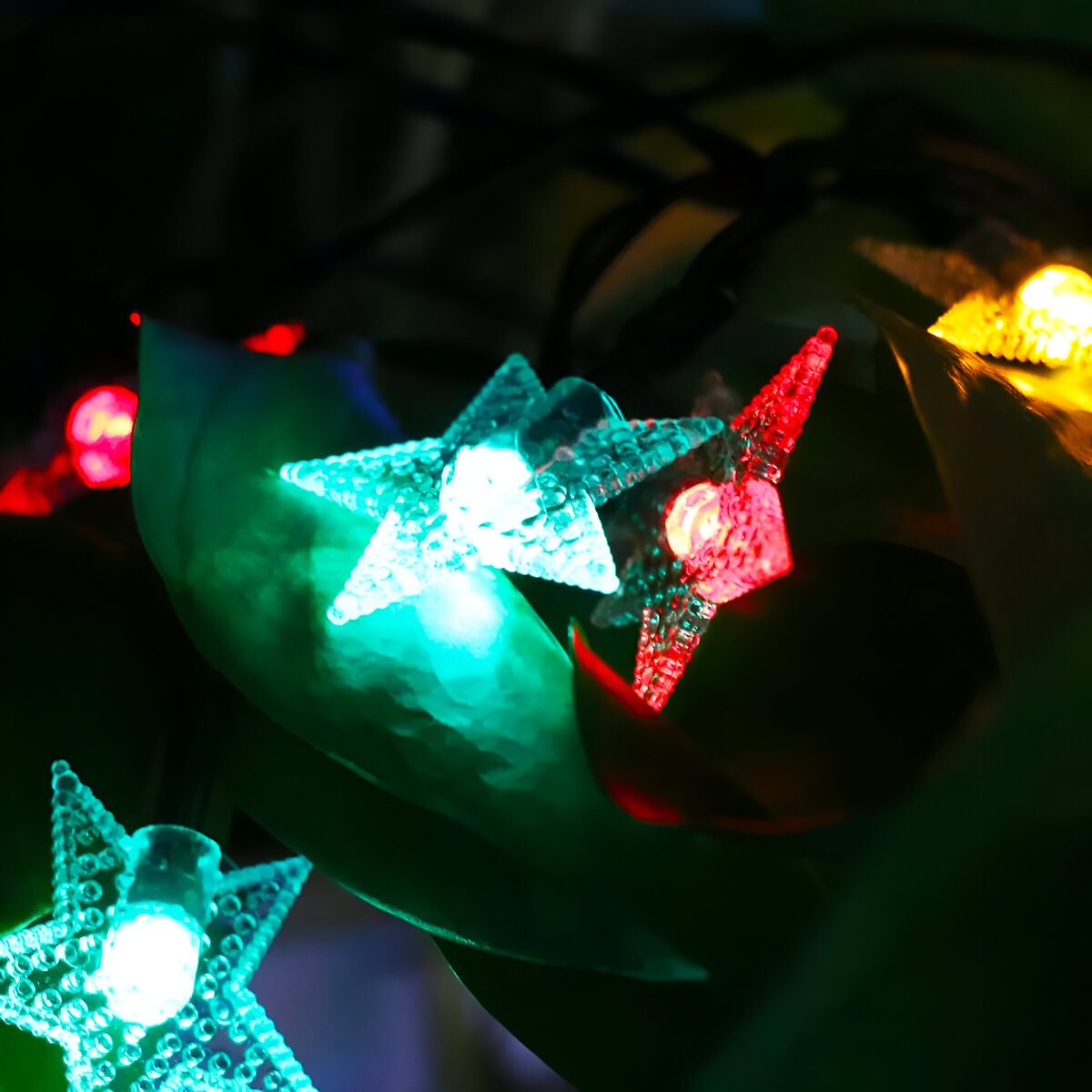 Cordão LEDs Solar Lâmpadas Luzes Estrelas Coloridas Natal 5m