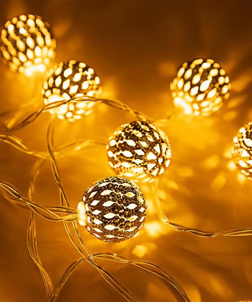 Cordão Luminoso 10 Bolas Luzes LEDs Decoração De 2,30 Metros