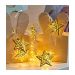 Cordão Luminoso 10 Estrelas LEDs Dourado Enfeite 2,30 Metros