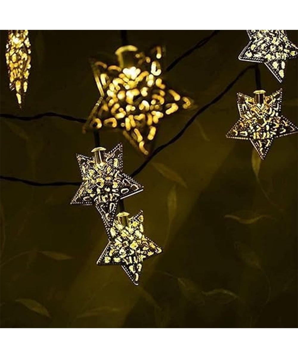 Cordão Luminoso 10 Estrelas LEDs Dourado Enfeite 2,30 Metros
